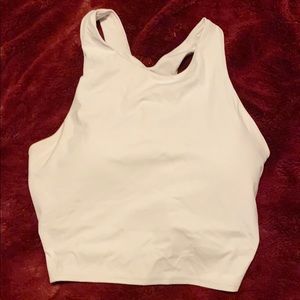 Athleta White Cropped Sports Bra Top